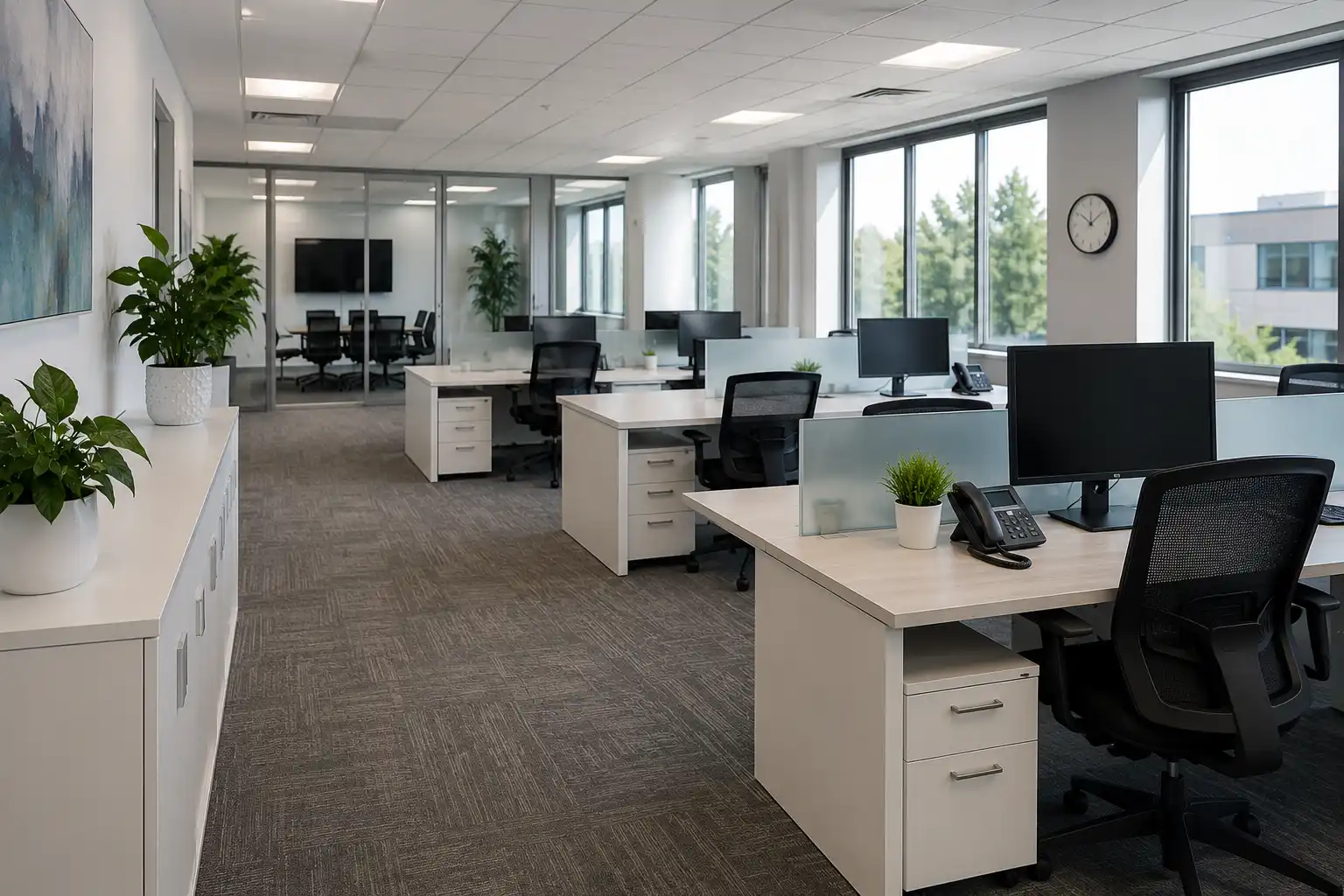 Clean and organized office space after commercial cleaning in Bridgewater, NJ